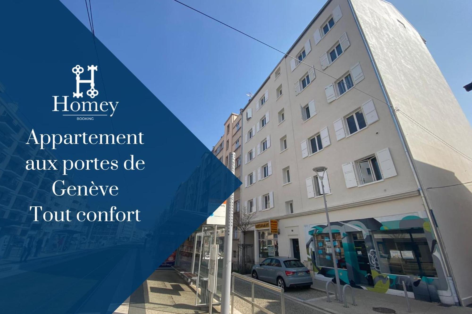 Homey Keola - Parking Privé Gratuit - Aux Portes De Genève - Au Pied Du Tram - Avec 1 Et Un Grand Salon Avec Un Canapé-lit